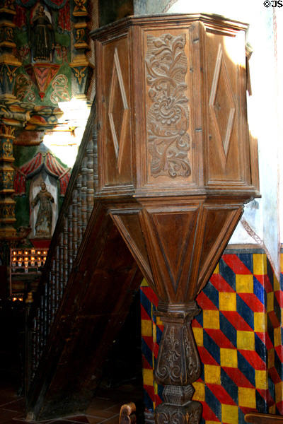 Pulpit in San Xavier del Bac Mission Church. Tucson, AZ.