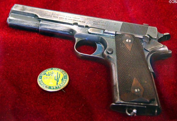 Colt model 1911 automatic pistol, war booty from military chase of Poncho Villa (1916) at Arizona History Museum. Tucson, AZ.