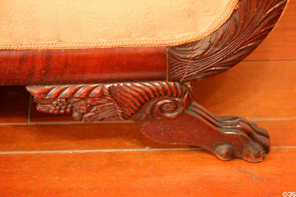 Carved feet on deep settee at Sosa-Carrillo-Frémont House. Tucson, AZ.