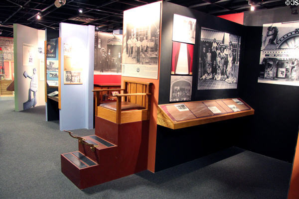 Displays around shoe shine stand at Arizona Historical Society Museum Downtown. Tucson, AZ.