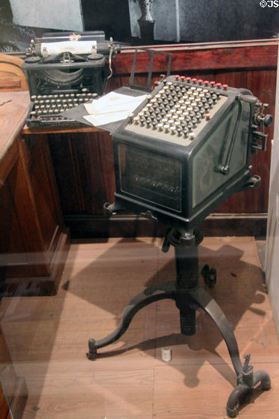 Adding machine on stand at Arizona Historical Society Museum Downtown. Tucson, AZ.