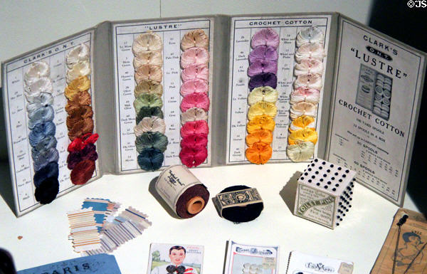 Crochet cotton color sample advertising sign at Arizona Historical Society Museum Downtown. Tucson, AZ.