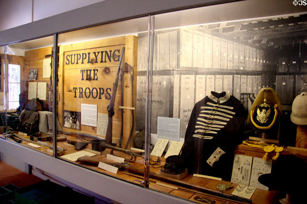 Supplying the Troops display with U.S. Army equipment of the late 1800s at Fort Lowell Museum. Tucson, AZ.