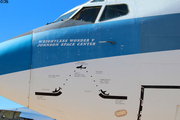Nose of Boeing Stratotanker KC-135A (1963-2004) used as "Vomit Comet" weight training plane by NASA at Pima Air & Space Museum. Tucson, AZ.