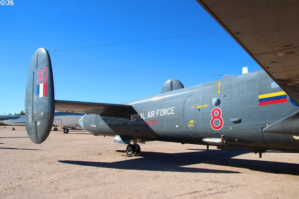 Tail of Avro Shackleton AEW.Mk.2 British airborne early warning plane (1951-91) at Pima Air & Space Museum. Tucson, AZ.