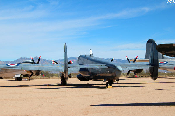 Tail of Avro Shackleton AEW.Mk.2 British airborne early warning plane (1951-91) at Pima Air & Space Museum. Tucson, AZ.