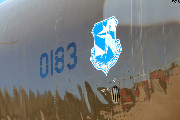 Strategic Air Command shield on Boeing Stratofortress B-52G bomber (1959-94) at Pima Air & Space Museum. Tucson, AZ.