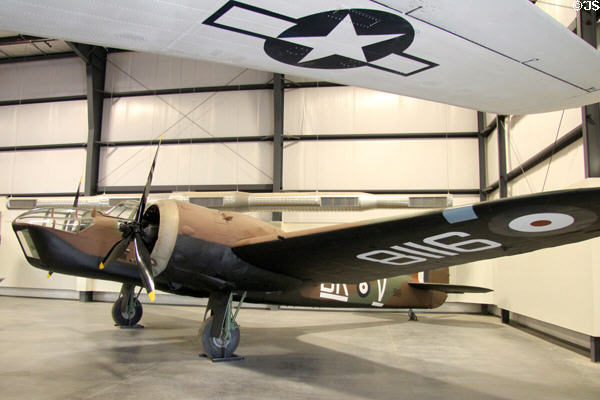 Bristol Bolingbroke MK. IV (Fairchild of Canada version of Blenheim for RCAF) bomber (1935-WWII) at Pima Air & Space Museum. Tucson, AZ.