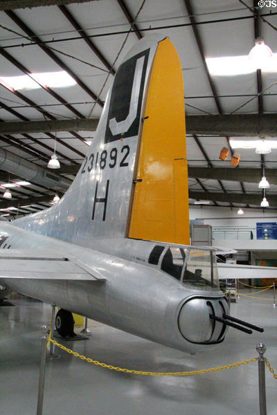 Tail guns of Boeing Flying Fortress B-17G bomber (1935-WWII) at Pima Air & Space Museum. Tucson, AZ.