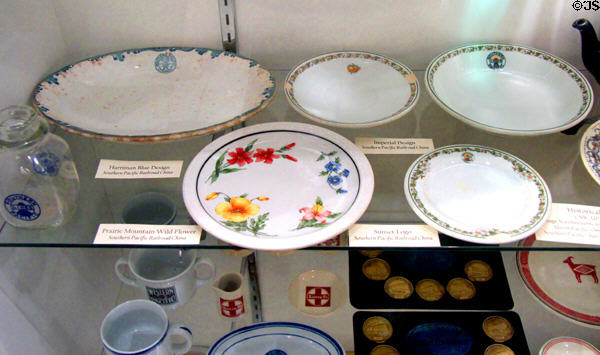 Collection of Southern Pacific railway china at Southern Arizona Transportation Museum. Tucson, AZ.
