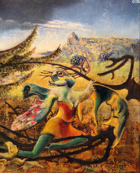 Arizona Nightingale painting (c1943) by Max Ernst at University of Arizona Museum of Art. Tucson, AZ.