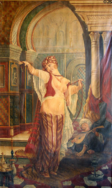 Painting of Fatima (aka Little Egypt) (c1881) who belly danced at Bird Cage Theatre in 1881 & later gained fame at the Chicago World's Fair (1893) at Bird Cage Theatre. Tombstone, AZ.
