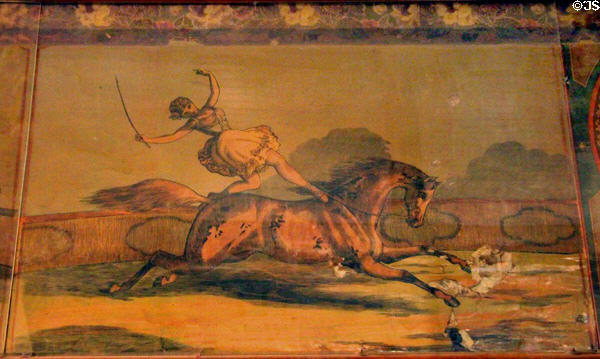 Lithographed circus poster (1883) with bareback horse female acrobat at Bird Cage Theatre. Tombstone, AZ.
