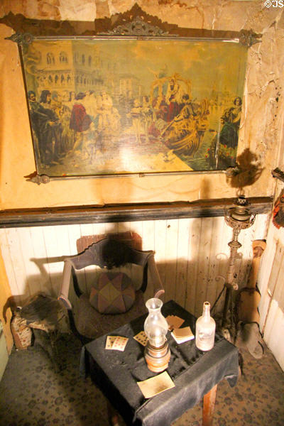Furnishings of royal box at Bird Cage Theatre. Tombstone, AZ.