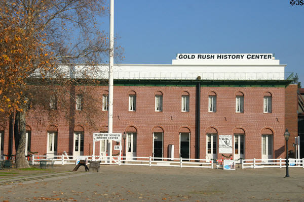 Gold Rush History Center [aka Discovery History Center] occupies a new building in the corner of Old Sacramento. Sacramento, CA.