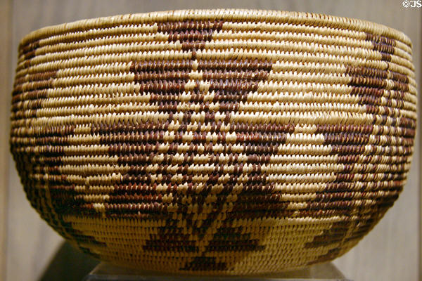 Native American Maidu storage basket at Gold Rush History Center. Sacramento, CA.