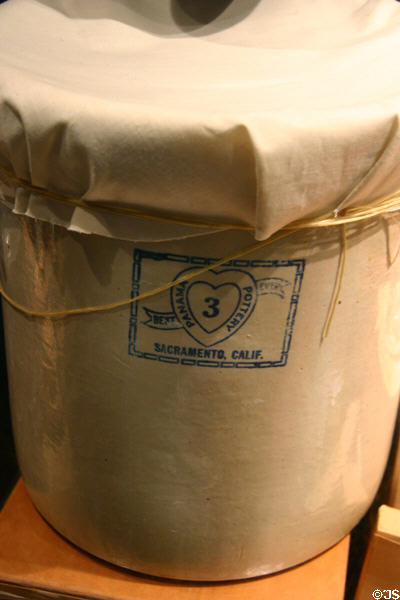 Panama Pottery of Sacramento earthenware crock at Gold Rush History Center. Sacramento, CA.