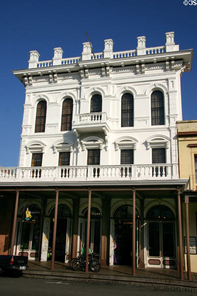 White Italianate building (113 K St.) in Old Sacramento. Sacramento, CA.