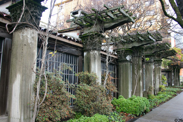First Church of Christ, Scientist pergola over south sidewalk. Berkeley, CA.