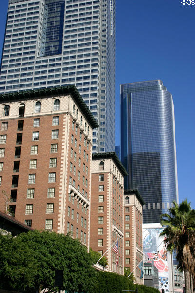 Gas Company Tower & Two California Plaza above Biltmore Hotel. Los Angeles, CA.