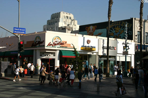 3rd Street Promenade with Art Deco Central Tower (1929). Santa Monica, CA.