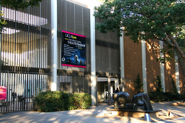 Play Theater of MacGowan Hall of Theater Arts with Henry Moore sculpture (1961). Los Angeles, CA.