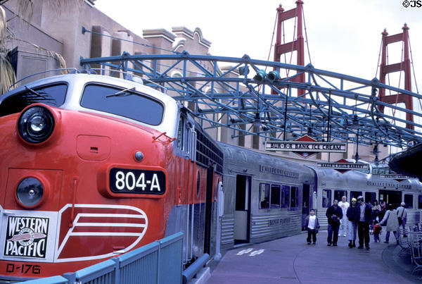 Golden Zephyr train replica as snack bars at Disney's California Adventure ™. Anaheim, CA.
