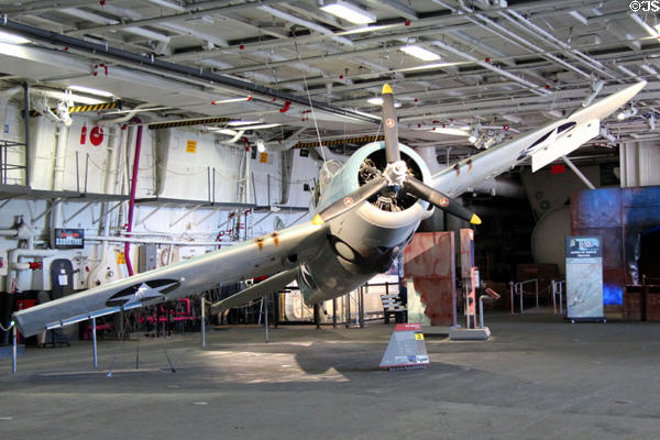 Grumman F4F Wildcat Fighter (early 1940s) aboard Midway carrier museum. San Diego, CA.