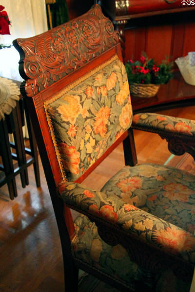 Dining room armchair at Kimberly Crest House. Redlands, CA.