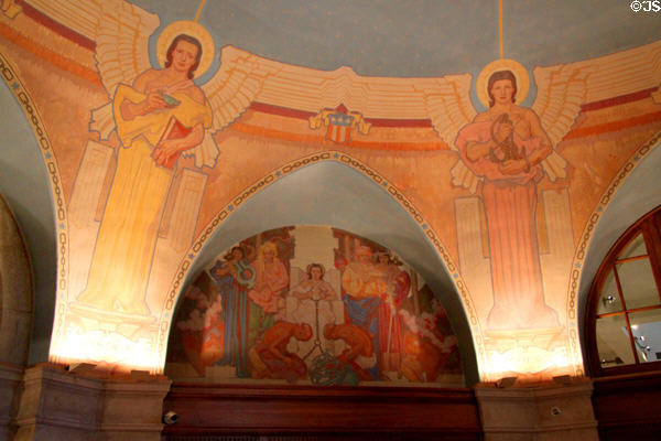 Emancipation murals in main hall of Lincoln Shrine. Redlands, CA.
