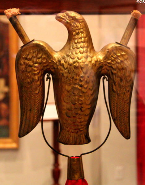 Election parade torch in shape of eagle at Lincoln Shrine. Redlands, CA.