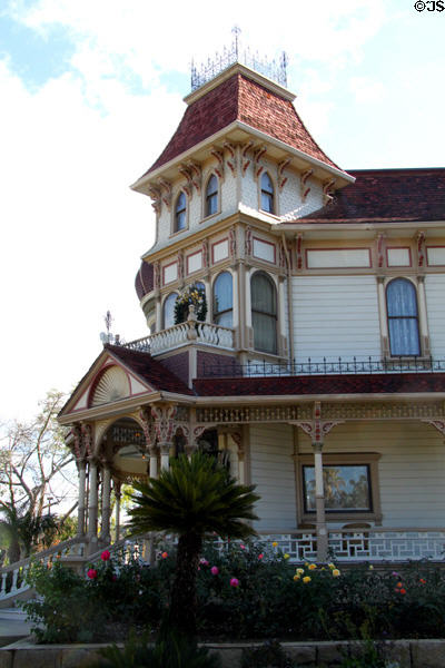 Front door tower of Morey Mansion. Redlands, CA.