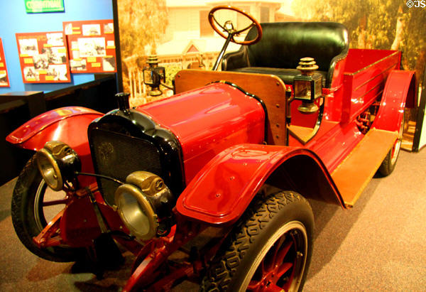 Early truck with kerosene lamps at San Bernardino County Museum. Redlands, CA.