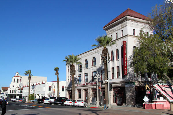 Riverside Mission Inn Ave. streetscape from Fox Theater to Loring Building. Riverside, CA.