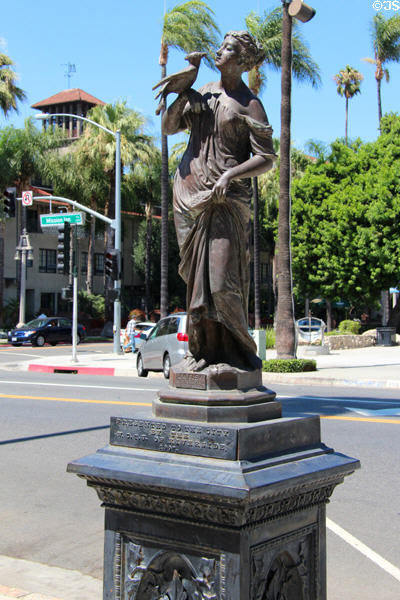 Virtue drinking fountain with woman feeding bird (c1897) by J.W. Fiske (on Mission Inn Ave.). Riverside, CA.