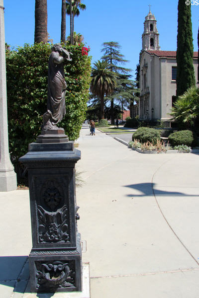 Virtue drinking fountain with woman feeding bird (c1897) by J.W. Fiske (on Mission Inn Ave.). Riverside, CA.