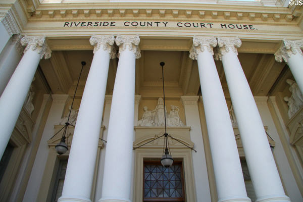 Entrance pillars at Riverside County Court House. Riverside, CA.