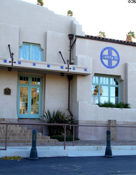 Pueblo Revival details of Santa Fe Depot (1924) (North Park). Riverside, CA.