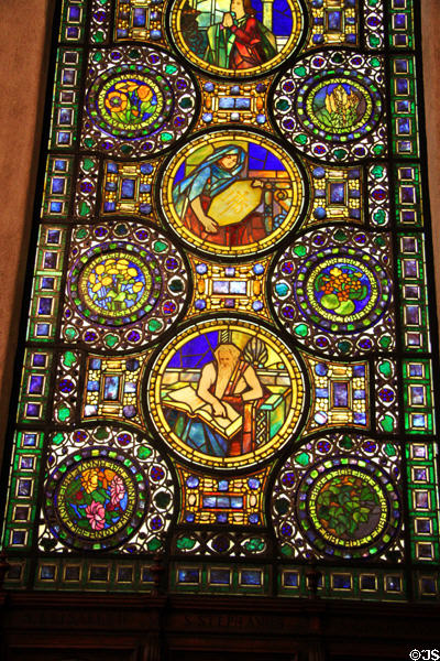 Stained glass window salvaged from Madison Square Presbyterian Church in St. Francis Chapel at Mission Inn. Riverside, CA.