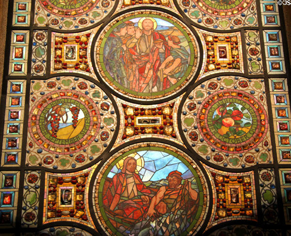 Stained glass window salvaged from Madison Square Presbyterian Church in St. Francis Chapel at Mission Inn. Riverside, CA.