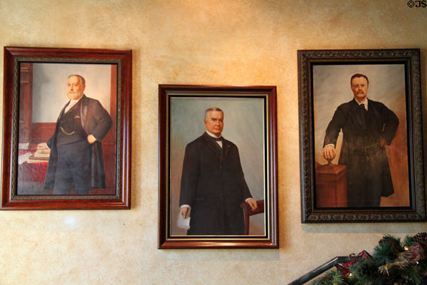 Paintings of Presidents Benjamin Harrison, William McKinley, & Theodore Roosevelt who visited Mission Inn. Riverside, CA.
