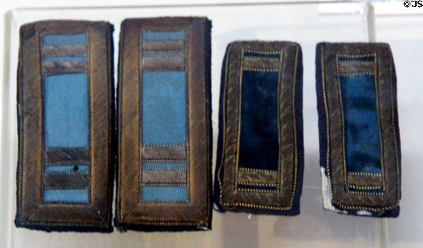 Civil War rank insignias of Union Army at Riverside Museum. Riverside, CA.