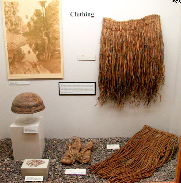 California native clothing collection at Riverside Museum. Riverside, CA.