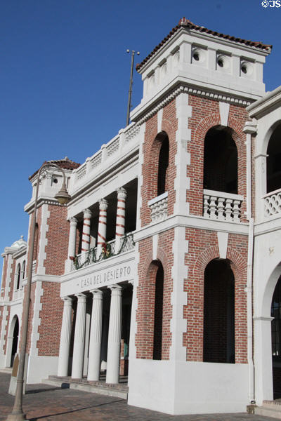 Facade of Casa del Desierto Harvey House. Barstow, CA.