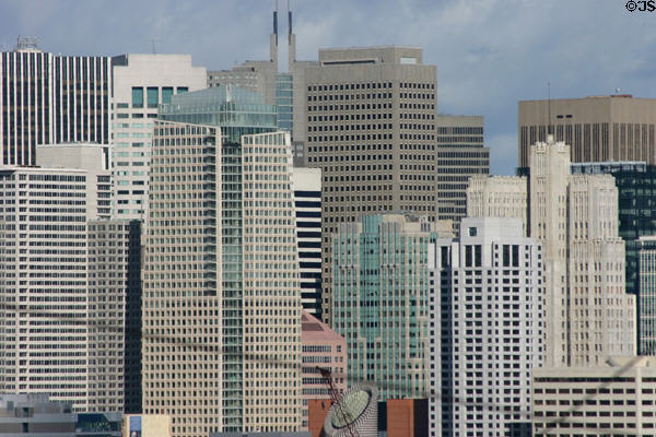 Skyline of Market Street above Museum of Modern Art. San Francisco, CA.