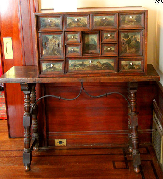 Spanish letter box with drawers painted with animals original to Haas-Lilienthal House. San Francisco, CA.