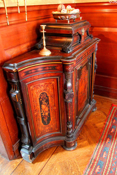 Inlaid cabinet in parlor at Haas-Lilienthal House. San Francisco, CA.