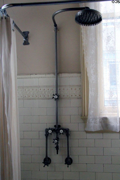 Bathroom sunflower shower head at Haas-Lilienthal House. San Francisco, CA.