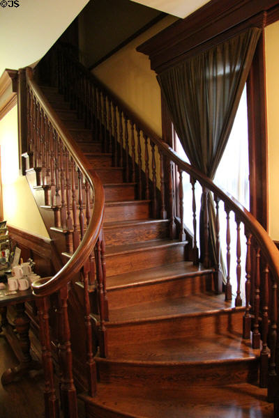 Staircase to basement ballroom at Haas-Lilienthal House. San Francisco, CA.