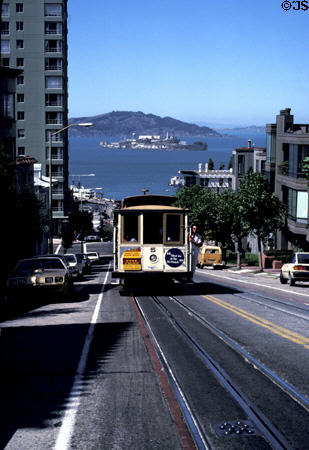 Cable car on Hyde Street. San Francisco, CA.